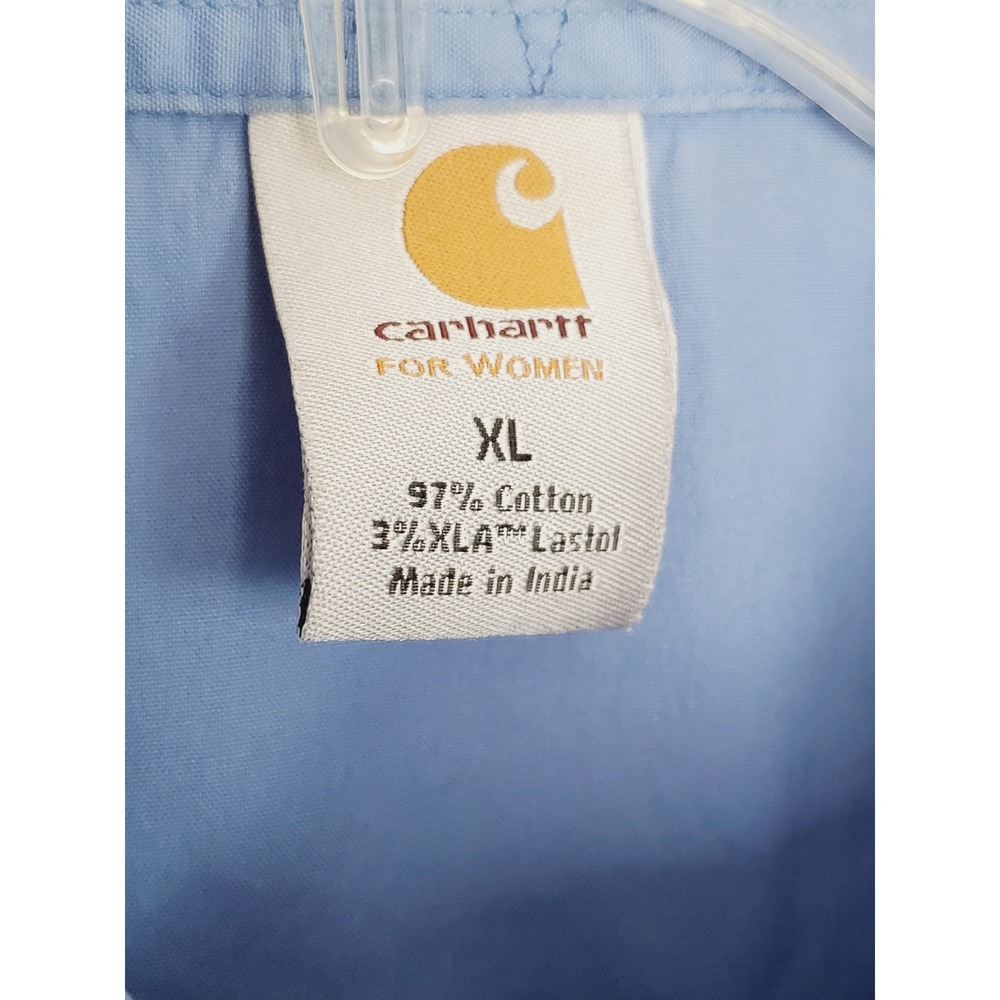 Vtg Carhartt Sleeveless Western Snap Shirt Blue Cotton Stretch Workwear XL - Picture 5 of 7